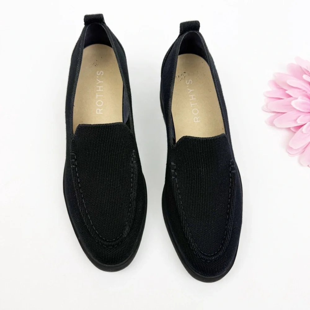 Rothy’s The Lug Loafer Shoes Onyx Black Wool - Picture 6 of 16
